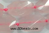 CNG480 15.5 inches 20*30mm twisted & faceted nuggets rose quartz beads