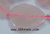 CNG481 15.5 inches 30*40mm twisted & faceted nuggets rose quartz beads