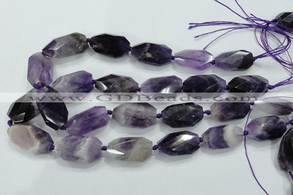 CNG482 15.5 inches 20*30mm twisted & faceted nuggets amethyst beads