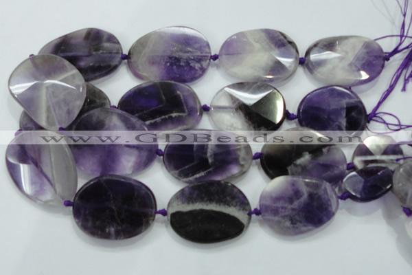 CNG485 20*30mm - 35*45mm twisted & faceted nuggets amethyst beads