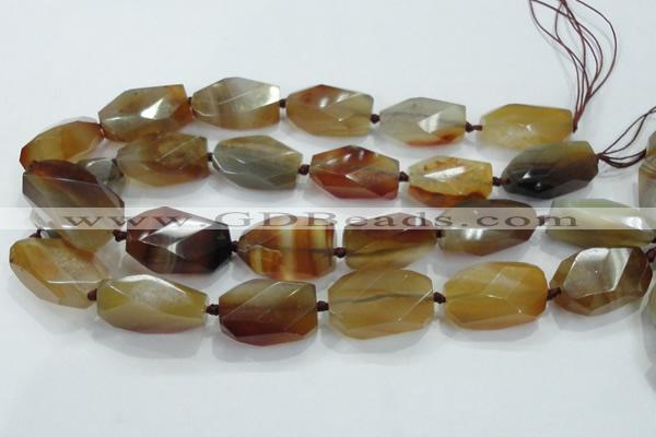 CNG490 15 inches 18*32mm twisted & faceted nuggets agate beads