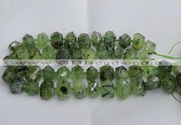 CNG5202 12*16mm - 15*20mm faceted nuggets green rutilated quartz beads