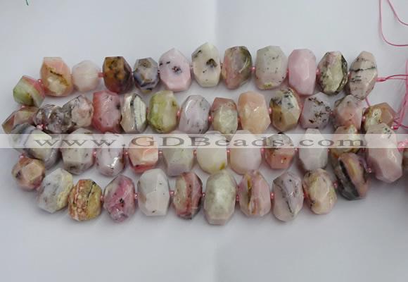 CNG5205 12*16mm - 15*20mm faceted nuggets pink opal gemstone beads