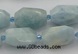 CNG5228 15.5 inches 12*16mm - 15*25mm faceted nuggets aquamarine beads