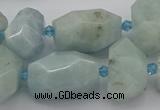 CNG5230 15.5 inches 12*16mm - 15*25mm faceted nuggets aquamarine beads