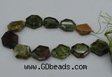 CNG5314 15.5 inches 20*30mm - 35*45mm freeform green garnet beads