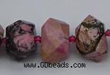 CNG5326 15.5 inches 12*16mm - 15*20mm faceted nuggets rhodonite beads