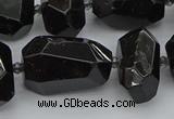 CNG5373 12*16mm - 18*25mm faceted nuggets black tourmaline beads