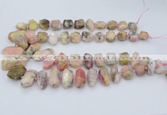 CNG5382 15.5 inches 10*14mm - 15*25mm faceted nuggets pink opal beads