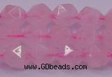 CNG5483 15.5 inches 10mm faceted nuggets rose quartz beads