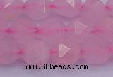 CNG5484 15.5 inches 12mm faceted nuggets rose quartz beads