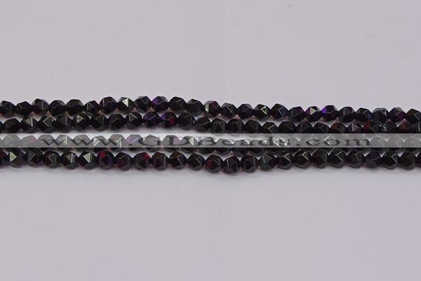 CNG5501 15.5 inches 6mm faceted nuggets black agate beads