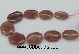 CNG5515 20*30mm - 35*45mm faceted freeform strawberry quartz beads