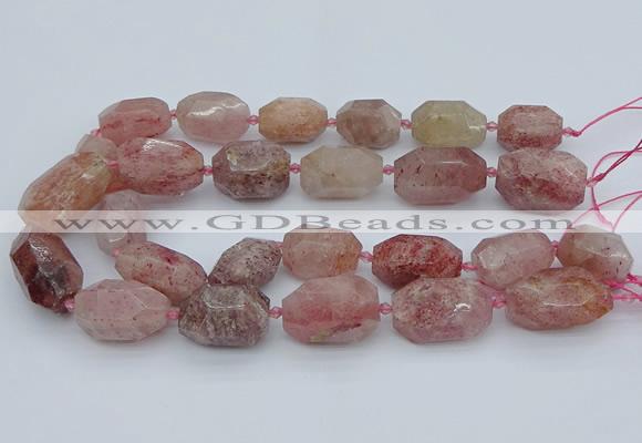 CNG5552 15*20mm - 18*28mm faceted nuggets strawberry quartz beads