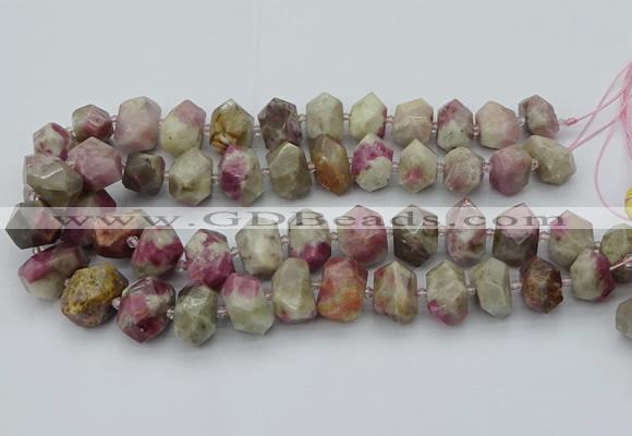 CNG5583 12*16mm - 15*20mm faceted nuggets pink tourmaline beads