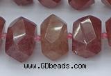 CNG5584 12*16mm - 15*20mm faceted nuggets strawberry quartz beads