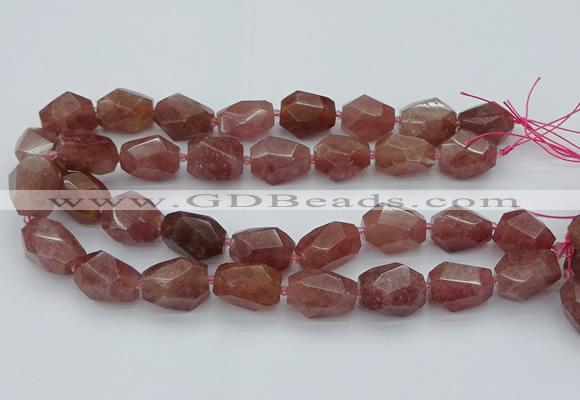 CNG5585 12*16mm - 15*25mm faceted nuggets strawberry quartz beads