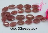 CNG5594 20*25mm - 25*35mm faceted freeform strawberry quartz beads