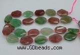 CNG5596 20*25mm - 25*35mm faceted freeform mixed strawberry quartz beads