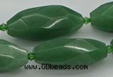 CNG5614 15.5 inches 15*35mm - 18*40mm faceted rice green aventurine beads