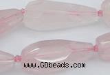 CNG5630 15.5 inches 15*35mm - 18*45mm faceted teardrop rose quartz beads