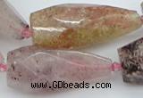 CNG5632 15*35mm - 18*45mm faceted teardrop strawberry quartz beads