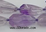 CNG5650 15.5 inches 15*35mm - 18*45mm faceted teardrop amethyst beads