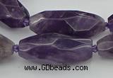 CNG5653 15.5 inches 15*35mm - 18*40mm faceted rice amethyst beads