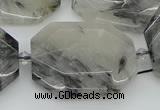 CNG5687 20*30mm - 35*45mm faceted freeform black rutilated quartz beads