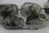 CNG5695 12*16mm - 15*25mm faceted nuggets black rutilated quartz beads