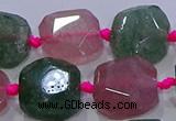 CNG5822 10*12mm - 10*14mm faceted freeform mixed strawberry quartz beads