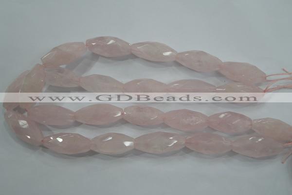 CNG587 15.5 inches 15*33mm faceted nuggets rose quartz beads