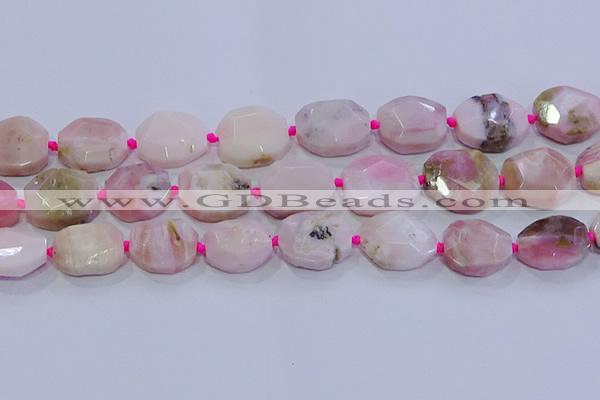 CNG5884 15.5 inches 10*14mm - 12*16mm faceted freeform pink opal beads