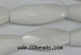 CNG591 12*30mm - 13*32mm faceted rice white porcelain nugget beads