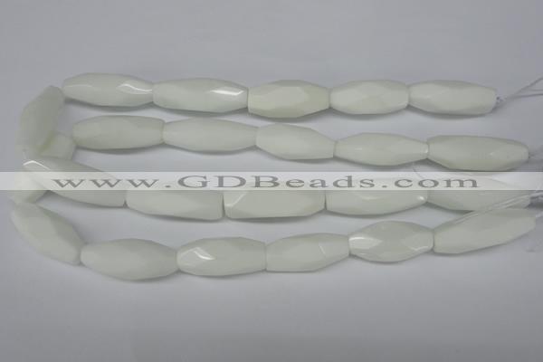 CNG591 12*30mm - 13*32mm faceted rice white porcelain nugget beads