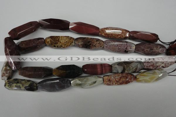 CNG597 14*30mm - 15*40mm faceted rice ocean stone nugget beads