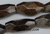 CNG599 13*28mm - 15*34mm faceted rice bronzite nugget beads