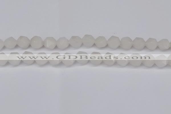 CNG6043 15.5 inches 12mm faceted nuggets white jade beads