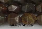 CNG6053 15.5 inches 12mm faceted nuggets coffee jasper beads