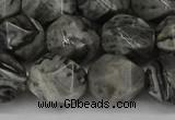 CNG6054 15.5 inches 12mm faceted nuggets grey picture jasper beads