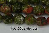 CNG6105 15.5 inches 8mm faceted nuggets unakite gemstone beads