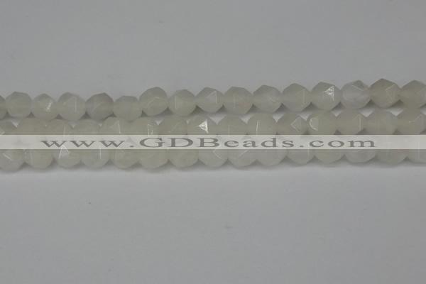 CNG6113 15.5 inches 8mm faceted nuggets white jade beads