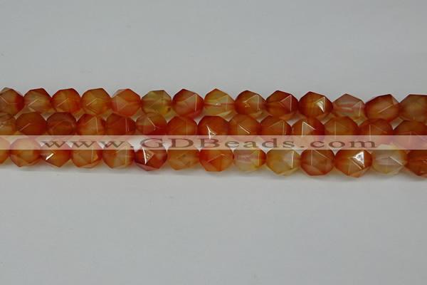 CNG6158 15.5 inches 10mm faceted nuggets red agate beads