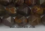 CNG6199 15.5 inches 10mm faceted nuggets coffee jasper beads