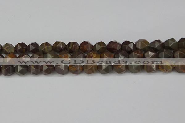 CNG6199 15.5 inches 10mm faceted nuggets coffee jasper beads