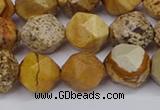 CNG6201 15.5 inches 10mm faceted nuggets picture jasper beads