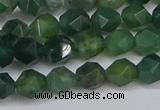 CNG6225 15.5 inches 6mm faceted nuggets moss agate beads