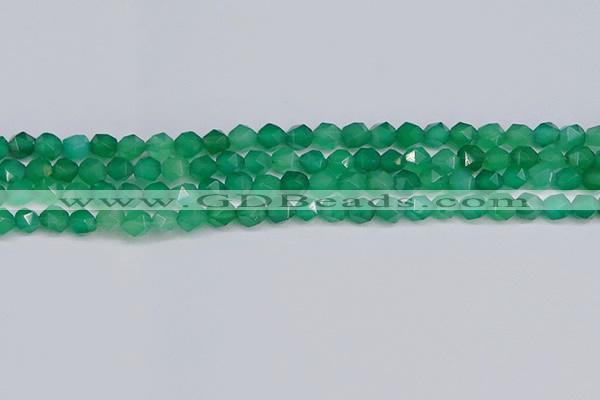 CNG6226 15.5 inches 6mm faceted nuggets green agate beads