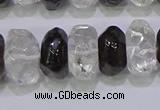 CNG6380 6*14mm - 8*14mm nuggets white crystal & smoky quartz beads