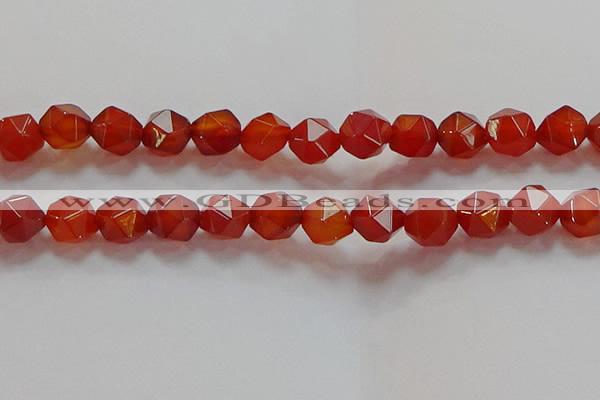 CNG6507 15.5 inches 12mm faceted nuggets red agate beads